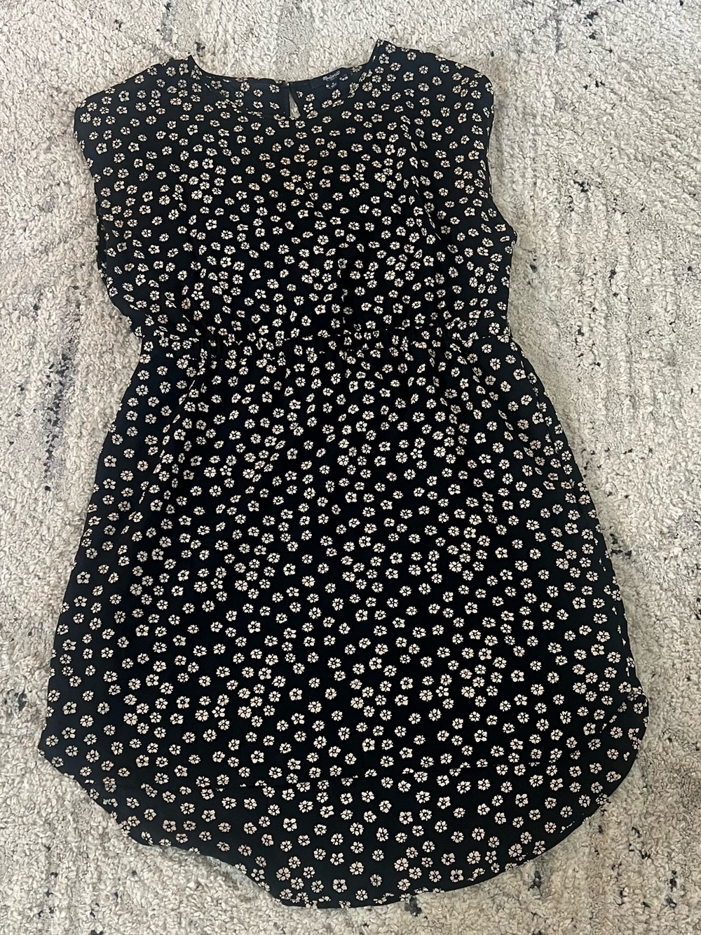 Madewell Silk Black Dress with Cream Daisy Print